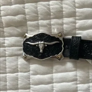 Justin Boots | Accessories | Black Leather Belt With Silver  display picture 3